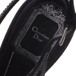 Pre Owned صندل ديور مرصع كريستال سويدي اسود مقاس 39