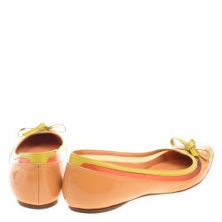 Pre Owned Dior Two Tone Patent Leather Bow Ballet Flats Size 36