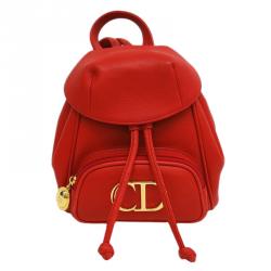 Pre Owned Dior Vermilion Calfskin Leather Backpack