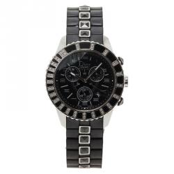 Pre Owned Dior Black Stainless Steel Christal Women's Wristwatch 38MM