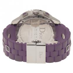 مملوكة مسبقًا ساعة ديور كريستال ستانلس ستيل أرجواني نسائي 38 مم