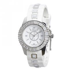  Dior White Stainless Steel Christal Collection Women's Wristwatch 28 MM