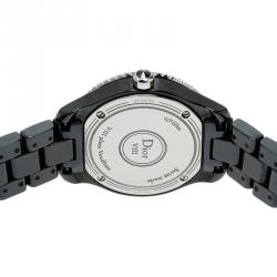 Pre Owned Dior Black Ceramic Diamond VIII Women's Wristwatch 28MM