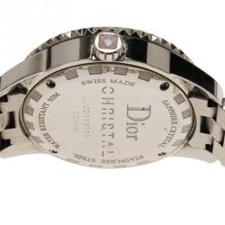 Pre Owned ساعة يد نسائية ديور كريستال ستانلس ستيل صدف 32مم