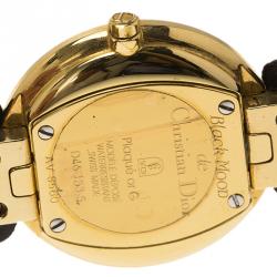 Dior Black Moon de Christian Dior Gold-Plated Stainless Steel Leather Women's Wristwatch 25MM