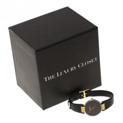 Dior Black Moon de Christian Dior Gold-Plated Stainless Steel Leather Women's Wristwatch 25MM
