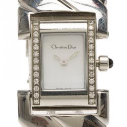 Pre Owned ساعة يد نسائية كريستيان ديور أرت ديكوD72-1011 صدف ألماس ستانلس ستيل 14مم