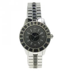 Christian Dior Black Stainless Steel and Diamond Christal CD113115 Women's Wristwatch 33MM
