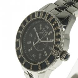 Christian Dior Black Stainless Steel and Diamond Christal CD113115 Women's Wristwatch 33MM