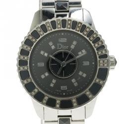 Christian Dior Black Stainless Steel and Diamond Christal CD113115 Women's Wristwatch 33MM