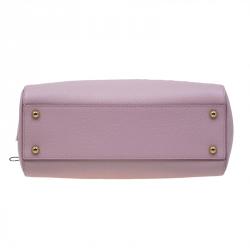 Pre Owned Dolce and Gabbana Pink Leather Medium Miss Sicily Shopper Tote