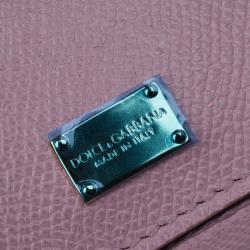 Pre Owned Dolce and Gabbana Pink Leather Medium Miss Sicily Shopper Tote