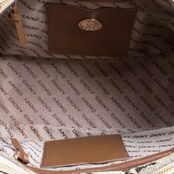 Pre Owned DKNY Beige Python Embossed Leather Double Zip Tote