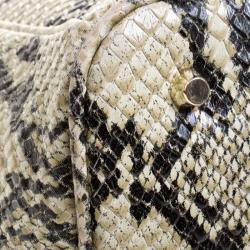 Pre Owned DKNY Beige Python Embossed Leather Double Zip Tote