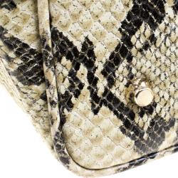 Pre Owned DKNY Beige Python Embossed Leather Double Zip Tote
