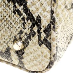 Pre Owned DKNY Beige Python Embossed Leather Double Zip Tote