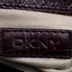 Pre Owned DKNY Dark Brown Signature Canvas Croc Trim Town and Country Hobo