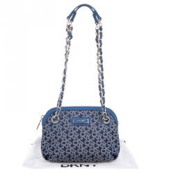 Pre Owned DKNY Blue Fabric Heritage Shoulder Bag