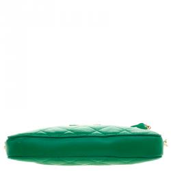 Pre Owned DKNY Green Quilted Leather Crossbody Bag