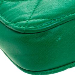Pre Owned DKNY Green Quilted Leather Crossbody Bag