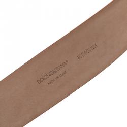 Pre Owned Dolce and Gabbana Orange Python DG Buckle Belt 85 CM