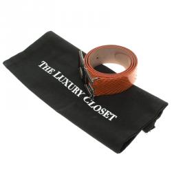 Pre Owned Dolce and Gabbana Orange Python DG Buckle Belt 85 CM