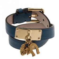 مملوكة مسبقًا Dolce and Gabbana Good Luck Charms Blue Leather Bracelet S