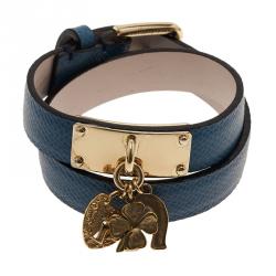 Pre Owned أسورة دولتشي أند غابانا دلايات جود لاك جلد أزرق M