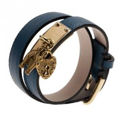 Pre Owned أسورة دولتشي أند غابانا دلايات جود لاك جلد أزرق M