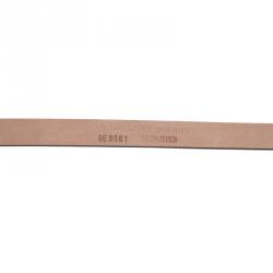 Pre Owned Dolce and Gabbana Pink Leather Logo Plaque Skinny Belt Size 90CM