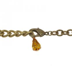 Pre Owned Dolce and Gabbana Medieval Key Crystal Studded Gold Tone Necklace