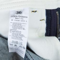 مملوكة مسبقًا بنطلون جينزدولتشي أند غابانا سكيني بريتي كحلي بسحاب مزين XS