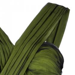 Pre Owned Dolce And Gabbana Green Silk Draped Tulle Dress M