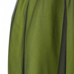 Pre Owned Dolce And Gabbana Green Silk Draped Tulle Dress M
