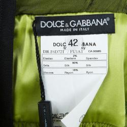Pre Owned Dolce And Gabbana Green Silk Draped Tulle Dress M