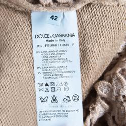 Pre Owned Dolce and Gabbana Beige Lace Detail Cardigan M
