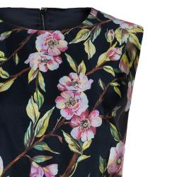 Pre Owned Dolce & Gabbana Black Floral Print Shift Dress M