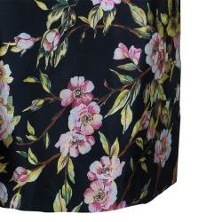 Pre Owned Dolce & Gabbana Black Floral Print Shift Dress M