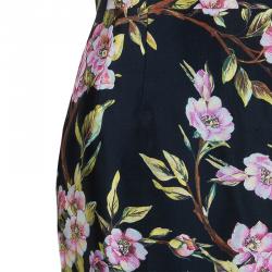 Pre Owned Dolce & Gabbana Black Floral Print Shift Dress M