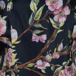 Pre Owned Dolce & Gabbana Black Floral Print Shift Dress M