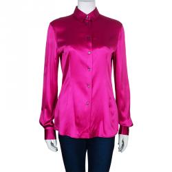 Pre Owned قميص دولتشي أند غابانا حرير ساتان فوشيا M