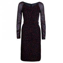 Pre Owned Dolce and Gabbana Black Polka Dot Long Sleeveless Dress S