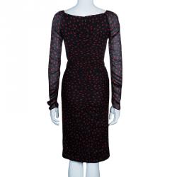 Pre Owned Dolce and Gabbana Black Polka Dot Long Sleeveless Dress S
