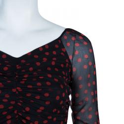 Pre Owned Dolce and Gabbana Black Polka Dot Long Sleeveless Dress S