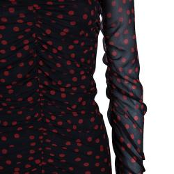 Pre Owned Dolce and Gabbana Black Polka Dot Long Sleeveless Dress S