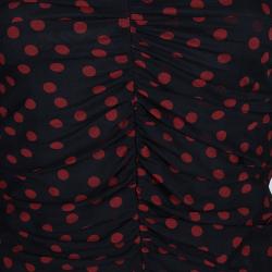 Pre Owned Dolce and Gabbana Black Polka Dot Long Sleeveless Dress S
