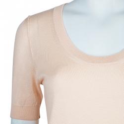 مملوكة مسبقًا Dolce and Gabbana Beige Short Sleeve Knit Top S
