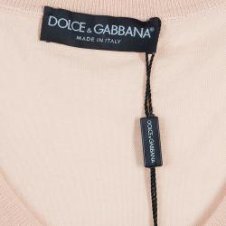 مملوكة مسبقًا Dolce and Gabbana Beige Short Sleeve Knit Top S