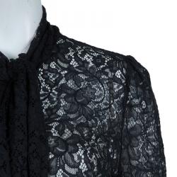 Pre Owned توب دولتشي أند غابانا برباط عنق دانتيل أسود L