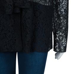 Pre Owned توب دولتشي أند غابانا برباط عنق دانتيل أسود L